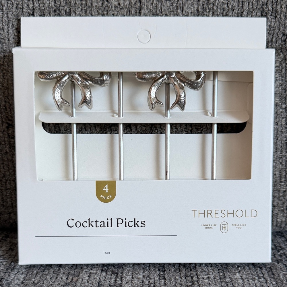 Threshold Silver Bow Cocktail Picks (4 piece)